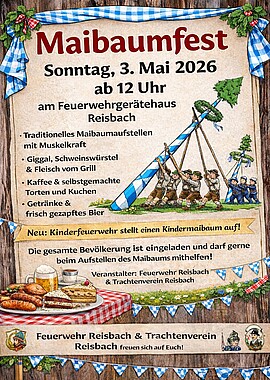 Banner Maibaum Aufstellen am Feuerwehr Gerätehaus Reisbach