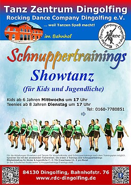 Banner Schnuppertraining " Showtanz" für Kids ab 6 Jahren