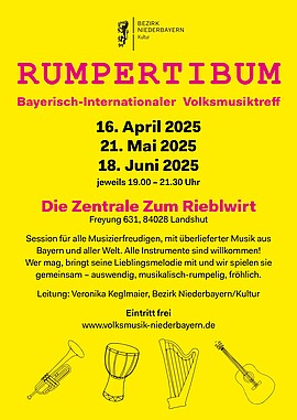 Banner Rumpertibum. Bayerisch-Internationaler Volksmusiktreff