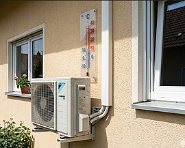 Banner Mit Split-Klimageräten Heizen im Winter/Kühlen im Sommer – klimafreundlich und kosteneffizient