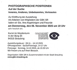 Banner Photographische Positionen - Auf der Suche - Inneres, Anderes, Unbekanntes, Vertrautes