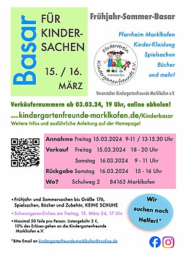Banner Basar für Kindersachen Frühjahr/Sommer