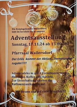 Banner ADVENTAUSSTELLUNG im Pfarrsaal