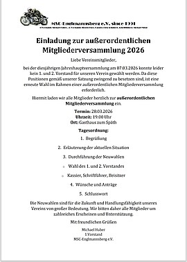 Banner Außerordentliche Mitgliederversammlung