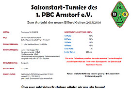 Banner Saisonstart-Turnier 2015 des 1. PBC Arnstorf e.V.