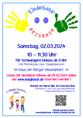 Banner Listenverkauf Kinderbasar Reisbach Frühjahr/Sommer