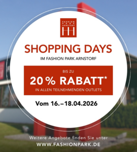 Banner Shopping Days im Fashion Park Arnstorf