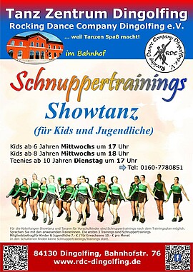 Banner Schnuppertrainings Showtanz für Teenies