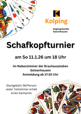 Banner Schafkopftunier der Kolpingsfamilie Geisenhausen