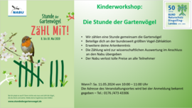 Banner Kinder-Workshop: Die Stunde der Gartenvögel