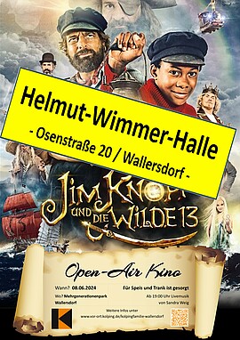 Banner Großes OPEN AIR KINO in HELMUT-WIMMER-HALLE