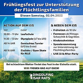 Banner Frühlingsfest zur Unterstützung der Flüchtlingsfamilien