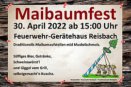 Banner Maibaumaufstellen am Feuerwehr Gerätehaus