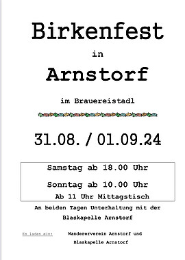 Banner Birkenfest Wandererverein Arnstorf mit der Blaskapelle Arnstorf