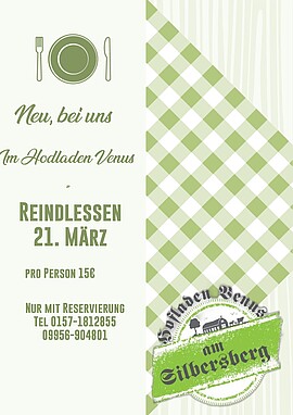 Banner Reindlessen im Hofladen Venus