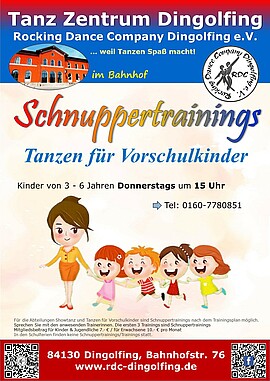 Banner Schnuppertrainings Tanzen für Vorschulkinder ab 3 jahren