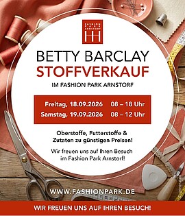 Banner Stoffverkauf im Fashion Park Arnstorf