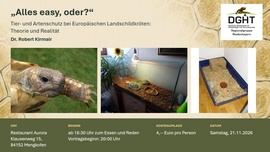 Banner „Alles easy, oder?“ Tier- und Artenschutz bei Europäischen Landschildkröten: Theorie und Realität