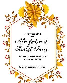 Banner ALM-FEST mit Herbsttanz und Live-Musik