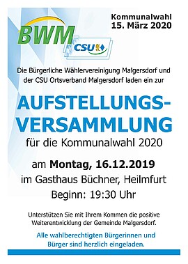 Banner Aufstellungsversammlung